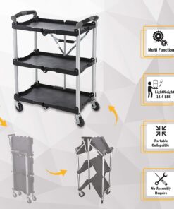 Olympia Tools 85-188 Pack-N-Roll Folding Collapsible Service Cart, Black, 50 Lb. Load Capacity per Shelf 150LB 41 71UJ 3MH9kL