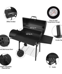 Royal Gourmet CC1830S 30" BBQ Charcoal Grill and Offset Smoker | 811 Square Inch cooking surface, Outdoor for Camping | Black Grill & Smoker 41 71UJ1HgDTBL 1