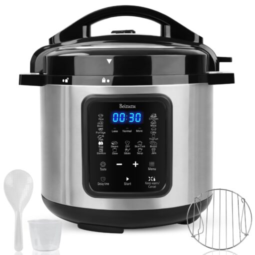 Electric Pressure Cooker: 6 Quart 9-in-1 Multi-Functional Built-in 11 Presets Programs Pressure Pot, Multi Cooker, Slow Cooker, Rice Cooker, Steamer, Sauté, Yogurt Maker, Warmer & Sterilizer 6 Quarts