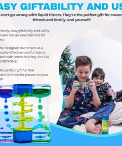 Alternative view of HeyWhey Liquid Motion Bubbler Timer- Ideal Sensory Toy for Kids and Adults, 3-Pack, Calming Stress Relief Fidget Toys for Kids with ADHD, Anxiety, and Autism,Desk Decor for Special Education Classroom Blue Spiral