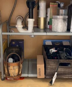 Simple Houseware Under Sink 2 Tier Expandable Heavy Duty Metal Shelf Organizer Rack, Silver (Expand from 15 to 25 inches) Expandable Shelf 45 71UJrrgRXbL