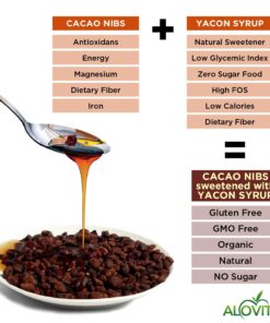 Cacao Nibs Naturally Sweetened with Yacon Syrup | Raw Organic, Sugar Free, Keto, Paleo and Vegan Friendly | Antioxidant and Protein Rich Criollo Chocolate Snack by Alovitox | 16 oz (2 x 8 oz) 11 71ULKfAsbOL