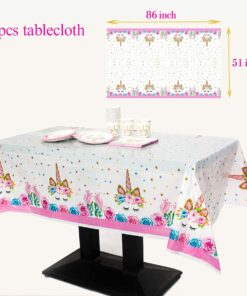 Unicorn Themed Party Supplies Set,Unicorn Cake Plates,Cups,Napkins,Tablecloth,Straws&Decoration,Paper Disposable Tableware Set for Girls Children Birthday Party or First,Baby Shower, Serves 16 Guests 25 71ULP2bwAwL