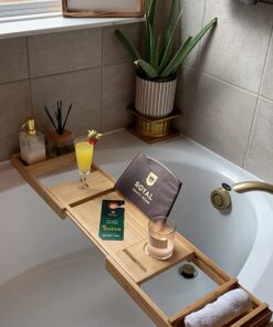 ROYAL CRAFT WOOD Luxury Bathtub Caddy Tray, One or Two Person Bath and Bed Tray, Bonus Free Soap Holder (Natural Bamboo Color) (Natural) Natural (Classic) 44 71ULq 3LX0L