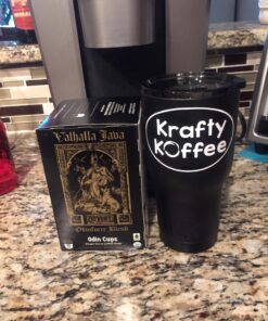 Death Wish Coffee Valhalla Java Single Serve Pods - Extra Kick of Caffeine - Coffee Pods Made with USDA Certified Organic Fair Trade Arabica and Robusta Beans (10 Count) 37 71UO75GK2xL