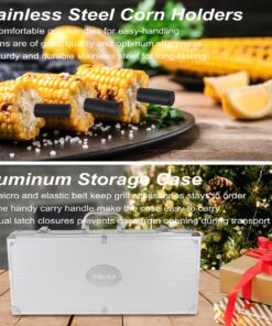 POLIGO 22PCS Heavy Duty BBQ Grill Accessories Set, Non-Slip Grill Tools for Outdoor Grill Set Thicker Stainless Steel Grill Utensils Set, Deluxe Grilling Set with Aluminum Case Ideal Gifts for Men Dad Black - 22PCS BBQ Set 23 71UOBgbAXoL