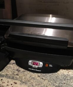 Hamilton Beach Steak Lover's Electric Indoor Searing Grill, Nonstick 100 Square, Stainless Steel (25331), Black and Stainless, Medium Serving 43 71UPKFT7RgL