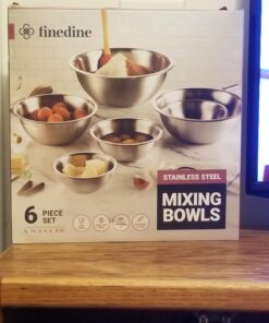 FineDine Stainless Steel Mixing Bowls (Set of 6) - Easy To Clean, Nesting Bowls for Space Saving Storage, Great for Cooking, Baking, Prepping 6 Pack 50 71UPs3CdNGL