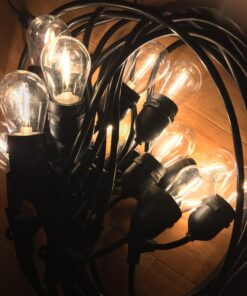 Foxlux String Lights - 48 ft LED Outdoor String Lights - Shatterproof, Waterproof Pergola Lights - 15 Hanging Sockets, Light Sensor, Edison Bulbs - Decor for Patio, Backyard, Garden, Bistro 46 71UQ Az3d6L