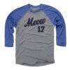 Keith Hernandez 3/4 Sleeve Raglan T-Shirt - Keith Hernandez Meow Script Medium Royal / Heather Gray