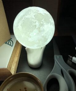 Mydethun Moon Lamp - Home Décor, Mood Lighting with Brightness Control, LED Night Light, Bedroom, Sleep Training Meditation,Birthday Gifts for Kids Women, Ceramic Hand Base, 3.5", White & Yellow 3.5 inch 40 71USdJ38QL 1