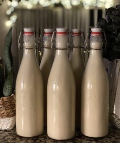 Estilo Swing Top Clear Glass Bottles,16oz Set of 6 Easy Cap Clear Bottles with Stoppers, Flip Top Glass Bottles to Store Home Brews, Oils, Vinaigrettes, Wines, Beer, Teas, Limoncello 16 oz 29 71USiFqIJL