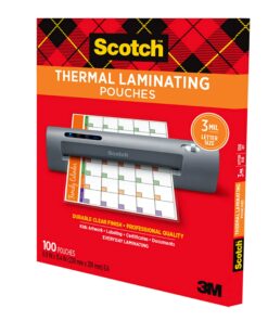 Scotch Thermal Laminating Pouches, Clear, Fits Letter Sized (8.9 in. × 11.4 in.) Paper, 100 Pouches 100-Pack 33 71UT CaIcL