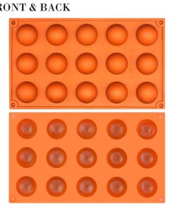 FUNSHOWCASE 15 Cavity Semi Sphere Half Round Dome Silicone Mold Chocolate Teacake Baking Tray, Orange 29 71UTU6yGoqL