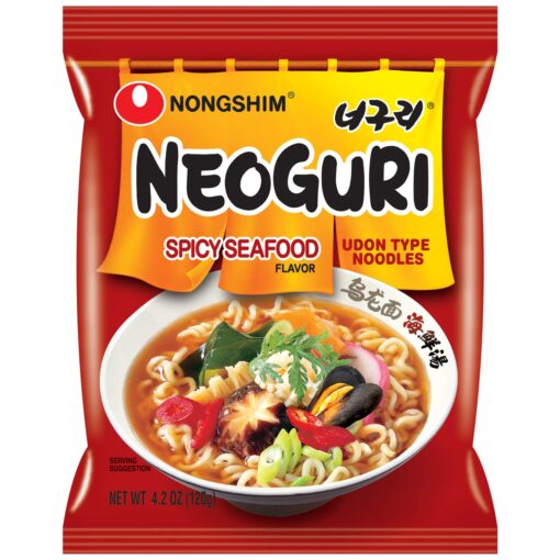 Nongshim Neoguri Spicy Seafood Ramen Noodle Soup, 16 Pack, Microwaveable Ramyun Instant Noodle Cup, Bold & Spicy Chili Peppers