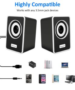 Computer Speakers, Phission Mini Speaker with Stereo Sound 6W USB Powered 3.5 mm AUX-in Portable Speaker for Computer, Laptop, Notebook, Desktop (Black) 17 71UW960E0sL