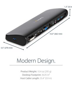 StarTech.com Dual Monitor USB 3.0 Laptop Docking Station with HDMI/DVI/VGA, 3x USB-A Hub, GbE, Audio, Universal Type-A Dock for Windows/macOS/ChromeOS - TAA Compliant (USB3SDOCKHDV) 13 71UWVfnDAL