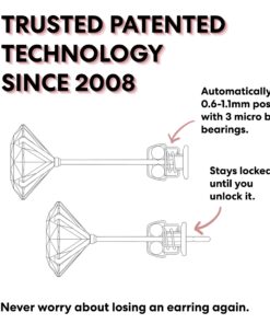 Most Secure Earring Back by Chrysmela Platinum Patented technology automatically fit and lock all types of earring posts Replace screw backs, La Pousset, butterfly backs 27 71UXbN583nL