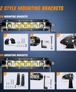 Nilight 40001S-B Bar Super Slim 2PCS 7 Inch 30W Spot Driving Fog 3600LM Single Row Off Road LED Lights for Jeep-2 Style Mounting Brackets, 2 Years Warranty White 43 71UXpKeBOL