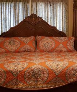 Lush Décor Harley Quilt Damask Pattern Reversible 5 Piece Bedding Set, King, Tangerine 60 71UZ5eqxAoL