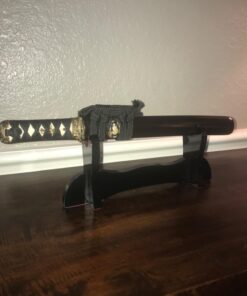 Handmade Sword - Black Lacquered Wood, Deluxe Table Stand for Katana or Wakizashi Swords, Sword Table Display Holder Single Tier Table for Tanto Stand 11 71UZjyQ1w2L