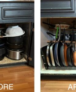 Pot Lid Holder 12+ Adjustable Dividers by BTH Expandable Pan and Pot Lid Organizer Rack for Cabinet – Heavy Duty Pot Lid Organizer for Kitchen Under Sink Drawer Pantry Storage (5.5"W, Dark Grey) LID HOLDER 5.5"W (DARK GREY) 36 71UaaldEYoL