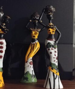 Gedengni 𝑩𝒍𝒂𝒄𝒌 𝑭𝒊𝒈𝒖𝒓𝒊𝒏𝒆𝒔 𝑨𝒇𝒓𝒊𝒄𝒂𝒏 𝑨𝒓𝒕 𝑫𝒆𝒄𝒐𝒓, African Figure Sculpture Tribal Lady Figurine Statue Decor Collectible Art Piece, 7.5-Inch, Pack of 3 Yellow Statu -3pc 31 71Uax12XsML