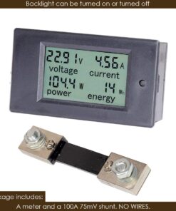 bayite DC 6.5-100V 0-100A LCD Display Digital Current Voltage Power Energy Meter Multimeter Ammeter Voltmeter with 100A Current Shunt 41 71UbOFLO9lL