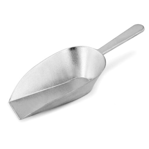 New Star Foodservice 34721 One-Piece Cast Aluminum Flat Bottom Bar Ice Flour Utility Scoop, 24-Ounce, Silver