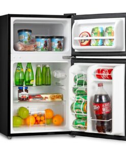 Midea WHD-113FB1 Double Door Mini Fridge with Freezer for Bedroom Office or Dorm with Adjustable Remove Glass Shelves Compact Refrigerator, 3.1 cu ft, Black 36 71Ue 20vNUL