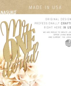 NANASUKO 1st Birthday Cake Topper - mr Onederful - Double Sided Gold Glitter - Premium Quality Made in USA 16 71UeJNjuFmL