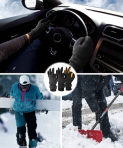 OZERO Winter Gloves -30°F Cold Proof Deerskin Suede Leather Insulated Water-Resistant Windproof Thermal Glove for Driving Hiking Snow Work in Cold Weather - Warm Gifts for Men and Women Denim-black X-Large 18 71UeKXEsn L