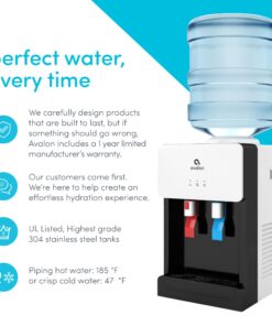 Avalon Premium Hot/Cold Top Loading Countertop Water Cooler Dispenser With Child Safety Lock. UL Listed- White countertop white 30 71UfWeGya3L
