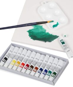 Falling in Art Tabletop Easel Set - 24 Pieces Starter Kit - Artist Acrylic Painting Kit with 12 Acrylic Paints Set, Canvas Panels, Brushes, Wooden Palette for Kids, Adults, Beginners, Professionals 24 PCS Drawer Easel Painting Set 41 71UggGsOzL