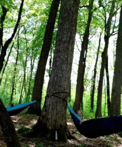 Wise Owl Outfitters Camping Hammock - Camping Essentials & Camping Gifts, Portable Hammock Single or Double Hammock for Outdoor, Indoor w/Hammock Straps Navy & Lt Blue Medium 32 71UguJm2uML