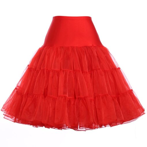 GRACE KARIN Vintage Womens 50s Tutu Skirt Petticoat Red Size M