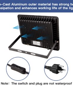 Alternative view of Ceena 2 Pack 60W Plug in LED Flood Light Outdoor, 6000lm Super Bright Floodlight with Switch and 5.9FT Wire, IP66 Waterproof 6000K LED Work Light for Garage, Yard, Patio, Front Door 60W Black Plug In-With Switch