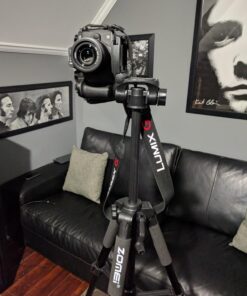 ZOMEI 65” Camera Tripod Compact Light Weight Travel Aluminum Camera/Phone Tripod for Canon Nikon with 2PC Quick Plates and Universal Phone Mount 11 lbs Load (Black) 55 71Uk zytQtL