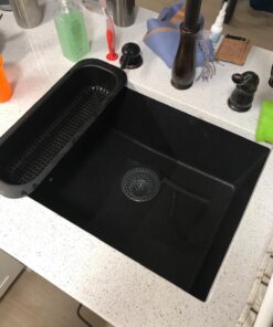 Kraus KGD-410B 24 2/5 inch Dual Mount Single Bowl Black Onyx Granite Kitchen Sink Sink with Strainer 39 71UkrxJ44wL