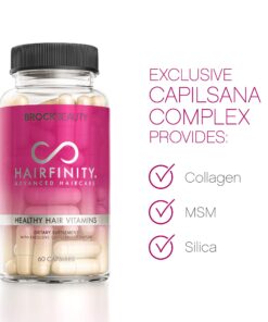 Hairfinity Hair Vitamins - Scientifically Formulated with Biotin, Amino Acids, Supplement That Helps Support Hair Growth - Vegan - 60 Veggie Capsules (1 Month Supply) 60 Count (Pack of 1) 24 71Ul7WaVuWL
