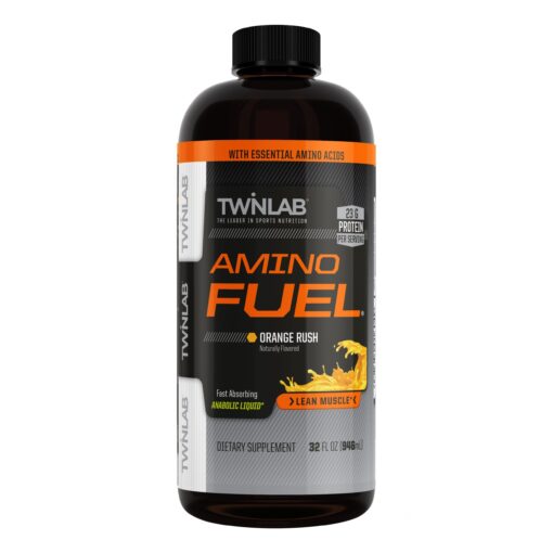 Twinlab Amino Fuel - Pre-Workout and Post-Workout Energy Drink & Supplement -32 fl oz, Orange Rush 32 Fl Oz (Pack of 1)