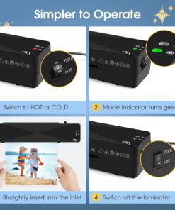 Crenova A4 Laminator Machine 4 in 1 Personal Desktop Hot & Cold 9 Inch Thermal Laminator for Home Office School Business Use Black 21 71UmD1VO oL