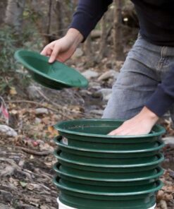 SE 13 1/4 Inch Stackable Classifier Gold Prospecting Pan Set - Includes 1/2" 1/4" 1/8" 1/12" and 1/20" Stainless Steel Mesh Sifting Pans, Green, 5 Pack 5 Pieces 28 71Umgc8wGLL