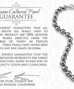 The Pearl Source Tahitian South Sea Cultured Pearl Ring for Women, Tessa Ring in Black with Sterling Silver and Crystals 5 10 71Up4ceQt2L