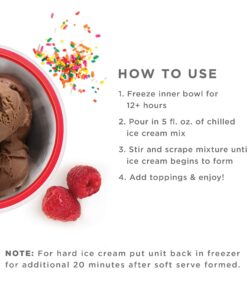 ZOKU Ice Cream Maker, Compact Make and Serve Bowl with Stainless Steel Freezer Core Creates Soft Serve, Frozen Yogurt, Ice Cream and More in Minutes, BPA-free, Red 7 71UpkhDkzbL