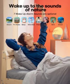 Sunrise Alarm Clock for Heavy Sleepers, Wake Up Light with Sunrise/Sunset Simulation, Dual Alarms & Natural Sounds, Snooze & Sleep Aid, FM Radio, 7 Colors Night Light for Bedroom, Ideal for Gift Classic Version 30 71UplCojnkL