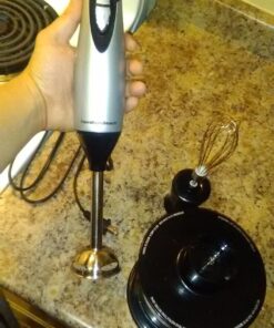 Hamilton Beach 4-in-1 Electric Immersion Hand Blender with Handheld Blending Stick, Whisk + 3-Cup Food & Vegetable Chopper Bowl, 2-Speeds, 225 Watts, Silver and Stainless Steel (59765) 45 71Uqcd WuaL
