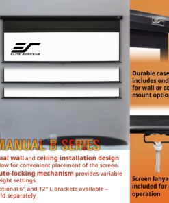 Alternative view of Elite Screens Manual B, 120-INCH 16:9, Manual Pull Down Projector Screen 4K / 8K Ultra HDR 3D Ready with Slow Retract Mechanism, 2-YEAR WARRANTY, M120H, Black
