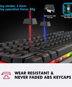 NPET K10 Wired Gaming Keyboard, LED Backlit, Spill-Resistant Design, Multimedia Keys, Quiet Silent USB Membrane Keyboard for Desktop, Computer, PC (Black) Wired RGB 21 71UsCGO2owL