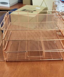 gianotter Paper Letter Tray Organizer with File Holder, 4-Tier Desk Accessories & Workspace Desk Organizers with Drawer and 2 Pen Holder for Office Supplies (Rose Gold) Rose Gold 40 71UstOmG9CL